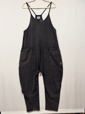 Free People Movement Hot Shot Jumpsuit Small – Washed Black Slouchy Onesie NWOT